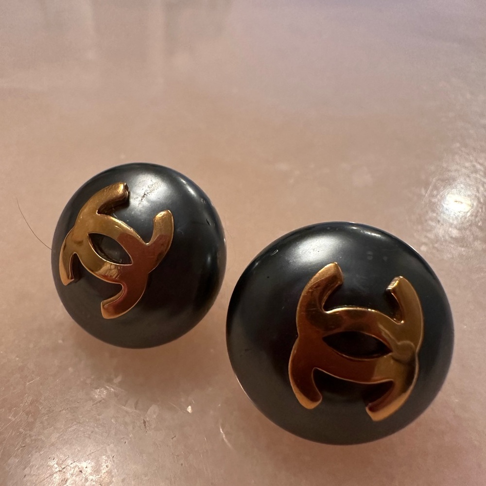 CHANEL Black and Gold Earrings